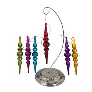 Lot Of 6 Vtg Northlight Matte Glass 6" Finial Christmas Ornaments Vibrant Colors